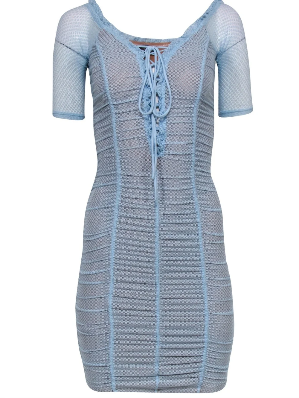 MAJORELLE Ava Dress Baby Blue Lace Up Ruched Mini Size XXS